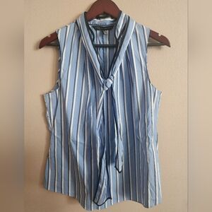 White House Black Market Sleeveless Blouse with Tie Neck (Sz 12)